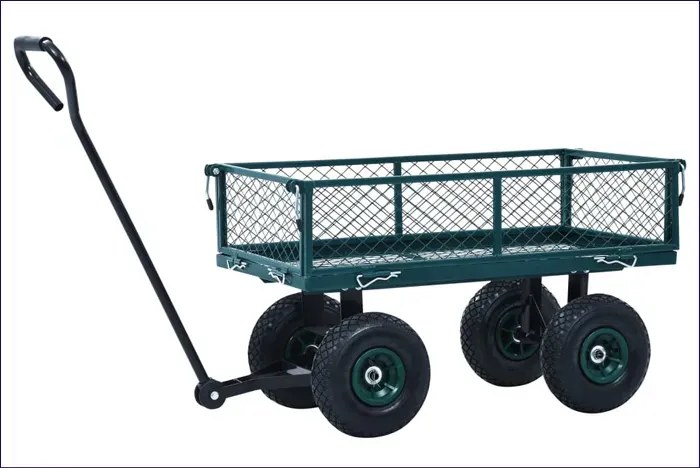 Metalowy wózek ogrodowy na pneumatycznych kołach K4-P97