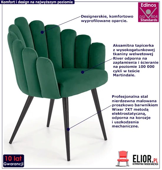Zielone welwetowe krzesło glamour K1-T78