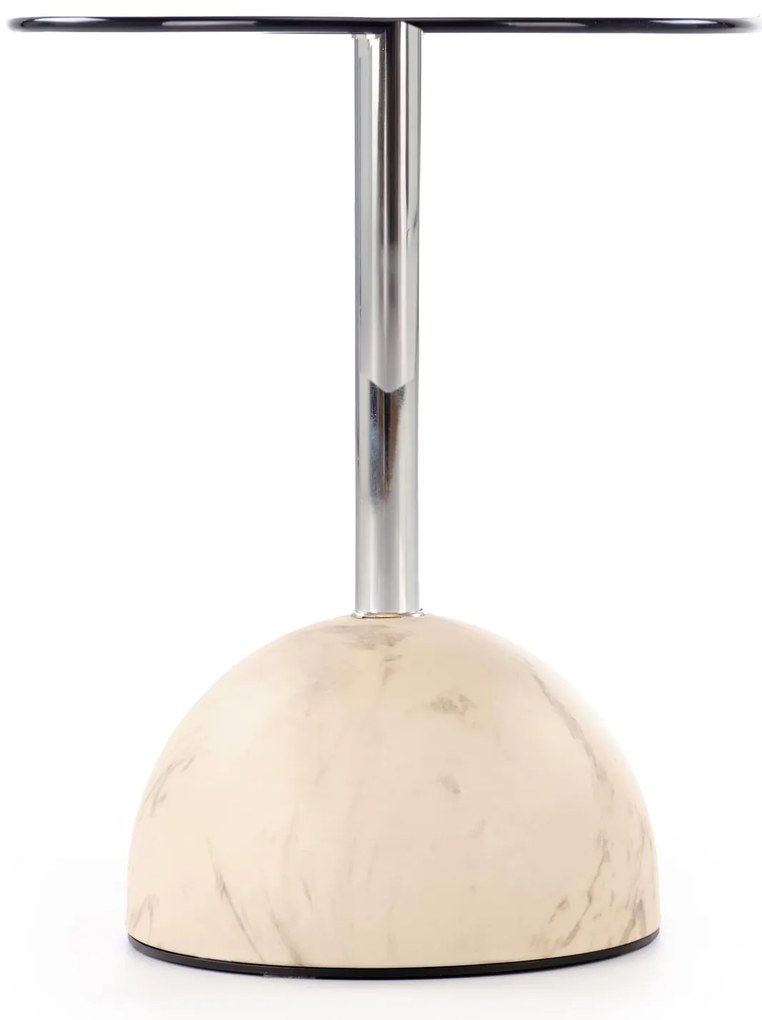 Okrągła mała ława, szklany blat, beżowy marmur/szkło brąz 40/51 ARIANA