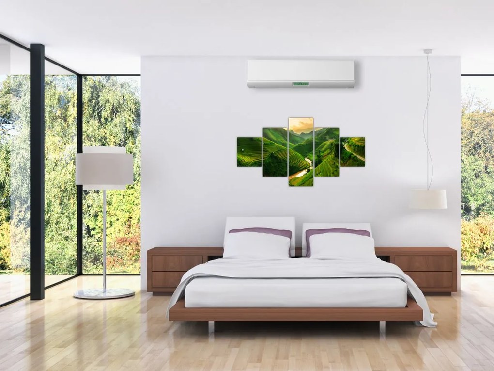 Obraz - Tarasy ryżowe Mu Cang Chai (125x70 cm)