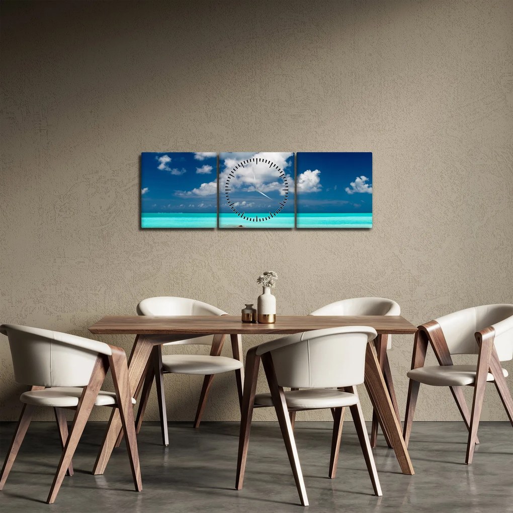 Obraz morza (z zegarem) (90x30 cm)