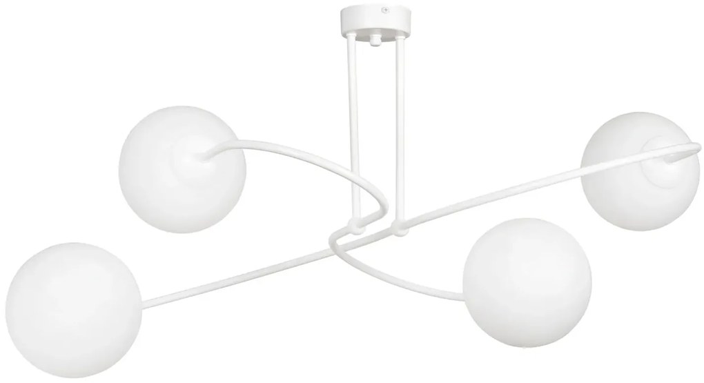 Biała lampa sufitowa z mlecznymi kloszami - D100-Eyo