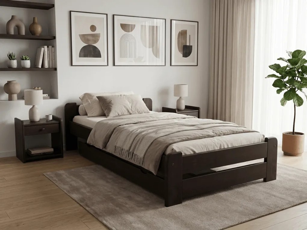 Łóżko Emily 80 x 200 cm, orzech Stelaż: Ze stelażem listwowym rolowanym, Materac: Materac Sommera 18 cm