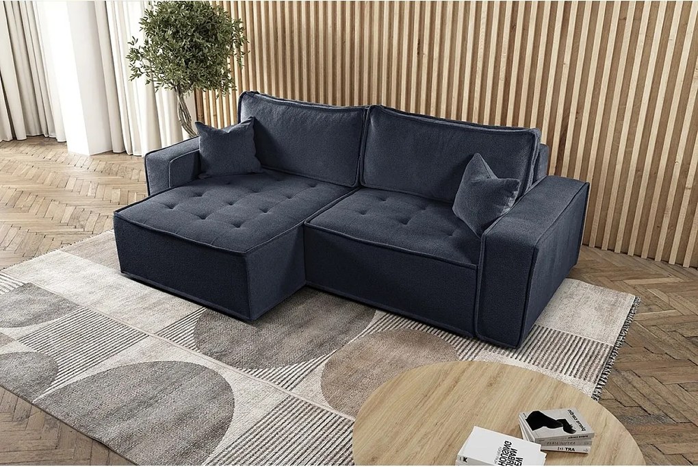 Narożnik z funkcją spania w kształcie L Bohoo, tkanina Raven, Grafitowy, Lewy