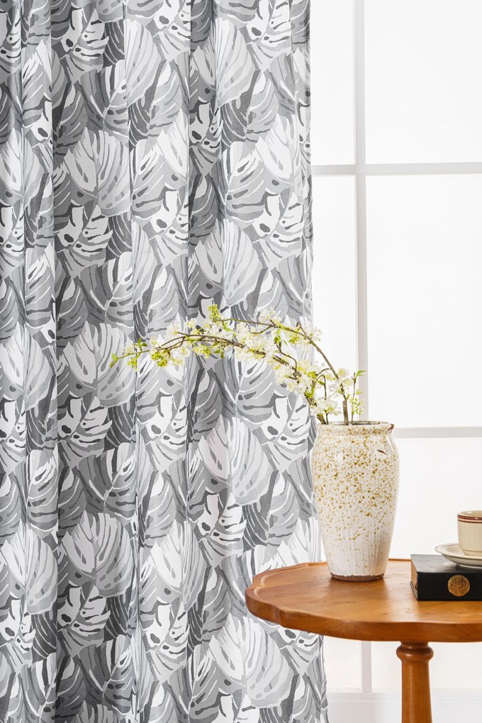 Designerska zasłona FLOCUS 140x270 cm, wzorzysta Zawieszanie: Taśma z wiązaniami