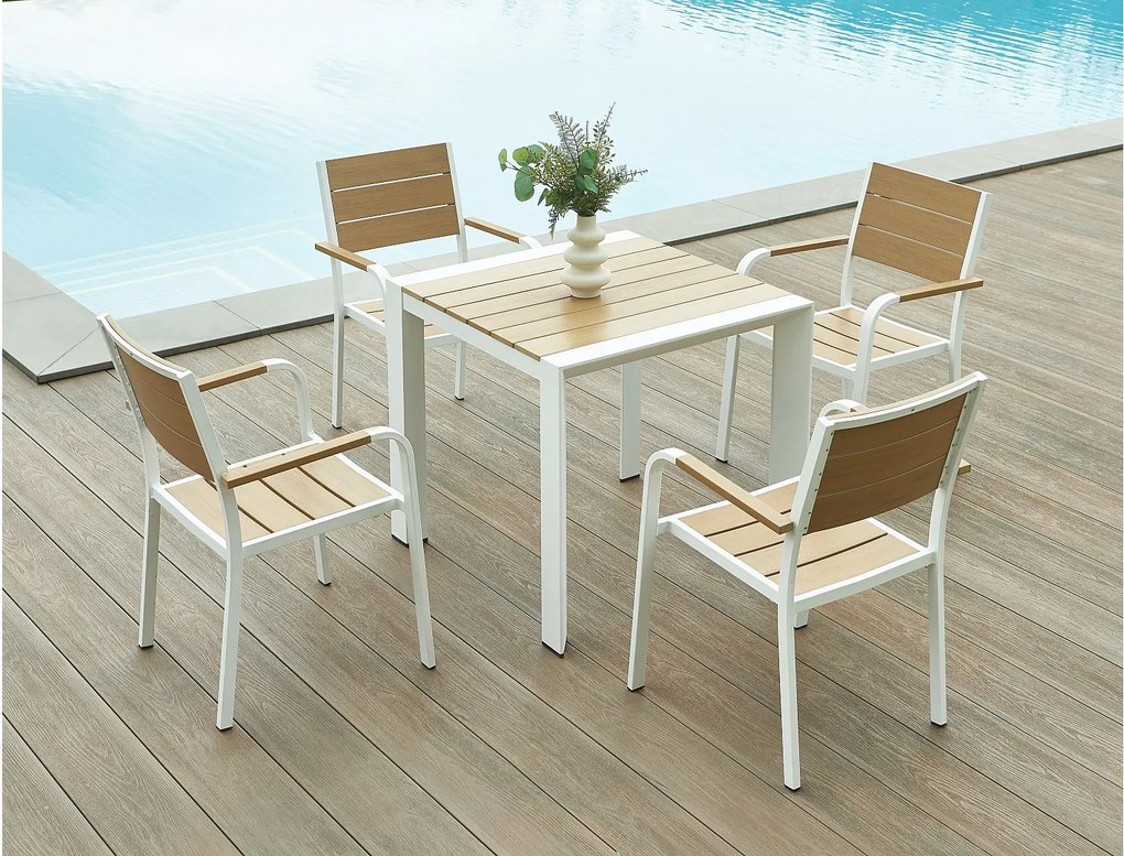 Zestaw 2 aluminiowych, składanych foteli ogrodowych - Jasny naturalny i biały - NYROS od MYLIA