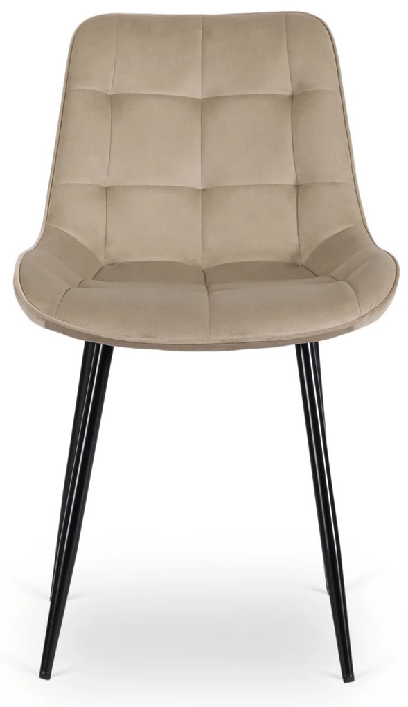 Zestaw Stół Rozkładany SKUBI 120-160 cm Dąb Craft/Czarny i 4 Krzesła Tapicerowane CHRIS Beżowe Nowoczesne