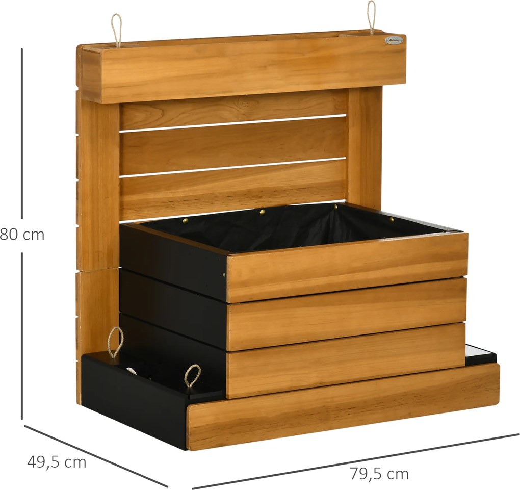 Outsunny Warzywnik Ogrodowy z 4 Pudełkami Samopodlewający z Wyściółką z Włókniny Odporny na Warunki Atmosferyczne 79.5x49.5x80cm | Aosom PL