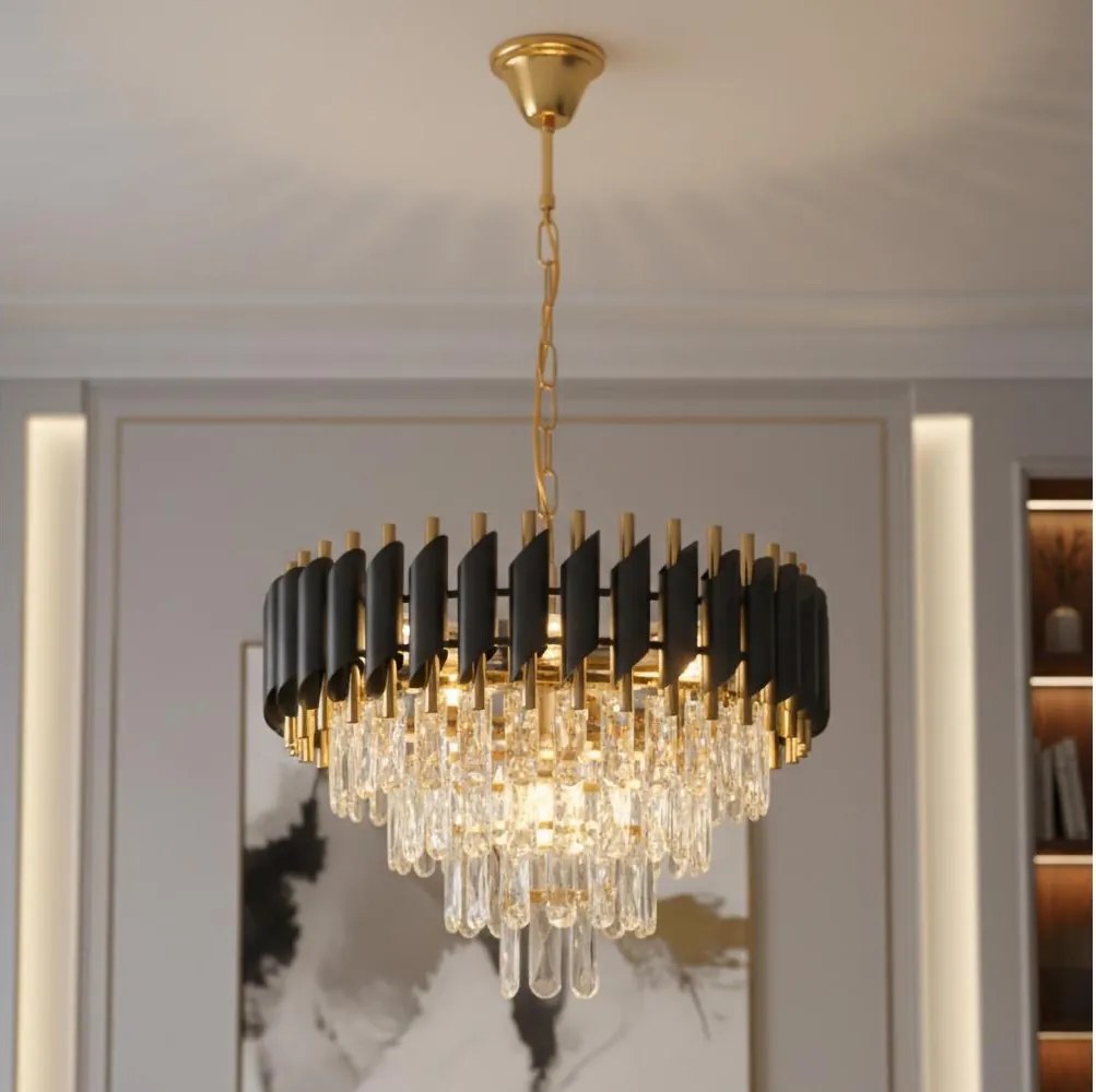 Brilagi - Żyrandol na łańcuchu ECLIPSE 7xE14/10W/230V Ø 48 cm czarny/złoty