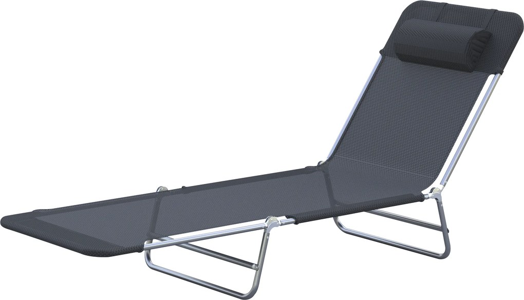 Outsunny Składany Leżak Ogrodowy Czarny Elegancja i Wygoda 182x56x28cm | Aosom PL