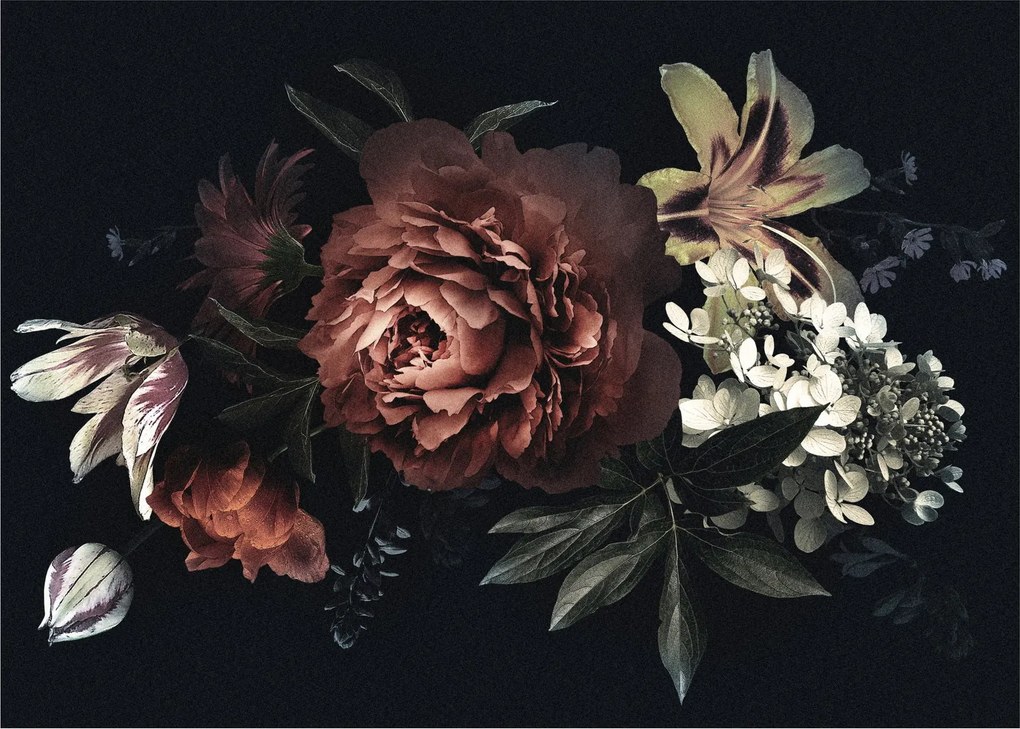 Obraz na szkle - Ciemne kwiaty (70x50 cm)