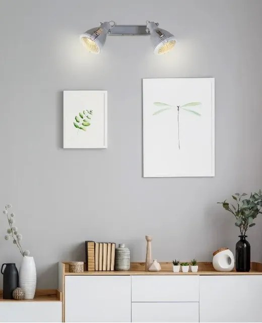 Szara lampa sufitowa dwa reflektory na listwie - V095-Oleander