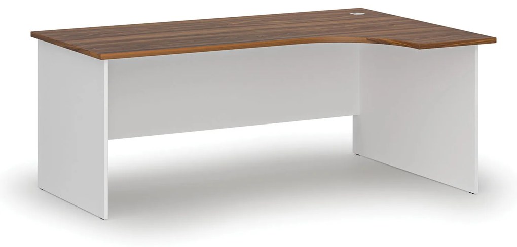 Narożne biurko PRIMO WHITE, 180x120 cm, prawe, biały/orzech