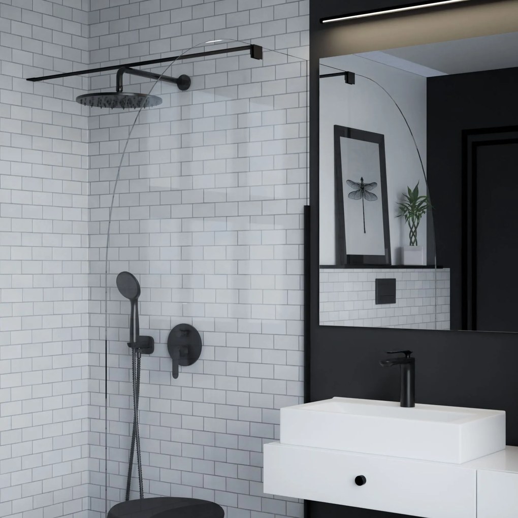 Ścianka prysznicowa WALK IN FIX przezroczysta półokrągła 8 mm MOLIS NATURE Clear Moon MASSI | różne rozmiary : Kolor profili kabiny - złoty szczotkowany, Szerokość ścianki - 70 cm, Typ montażu - WALK in FIX (Do ściany)