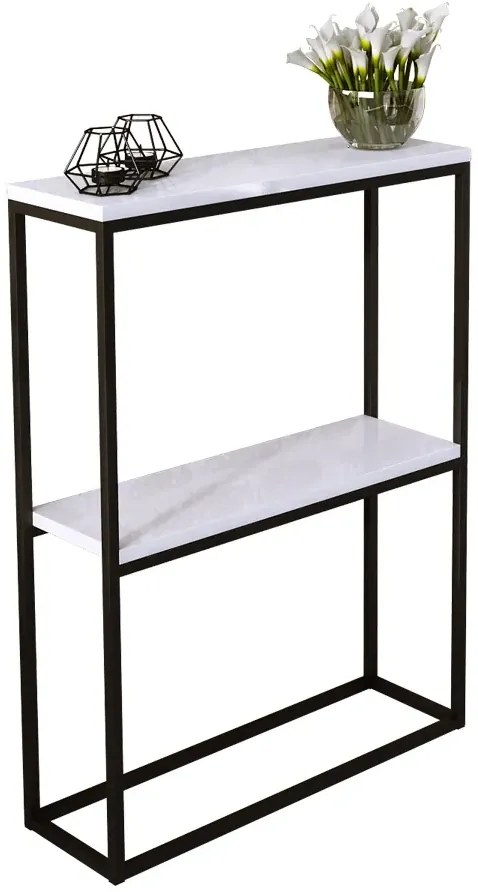 Industrialna konsola z półką czarny + biały połysk C4-F98