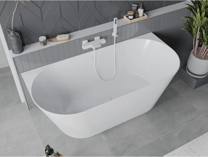 Mexen Oval Slim wanna wolnostojąca przyścienna 170 x 80 cm, biała, przelew biały - 52661708000-20