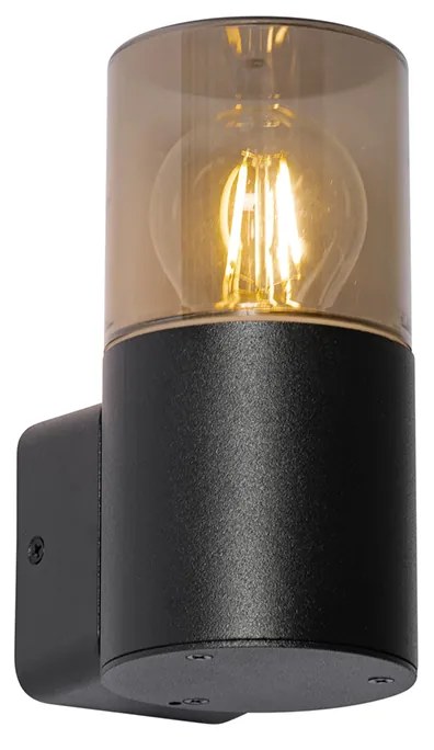 Zewnetrzna Nowoczesna lampa ścienna zewnętrzna czarna z kloszem w kolorze dymu IP44 - Odense Nowoczesny Oswietlenie zewnetrzne