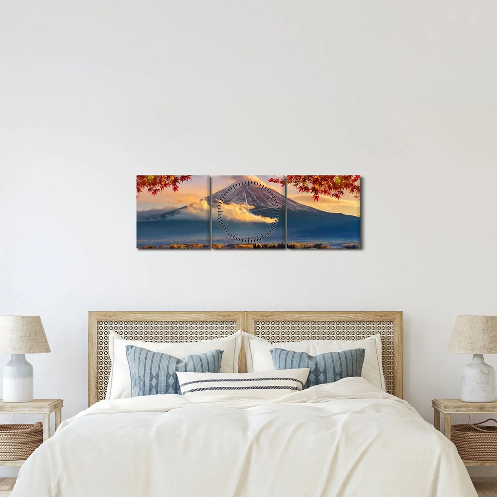 Obraz - Japonia, Góra Fuji (z zegarem) (90x30 cm)