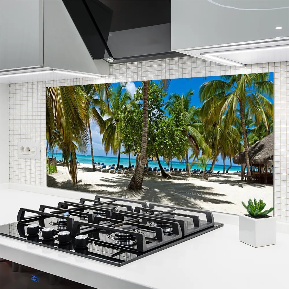 Panel Szklany do Kuchni Cień Palmy Na Piasku