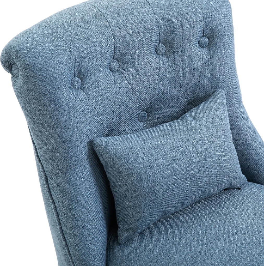 HOMCOM Niebieski Fotel Skandynawski Wypoczynkowy z Drewnianymi Nóżkami do Biura, Hotelu i Salonu 52,5cm x 69cm x 77cm | Aosom PL
