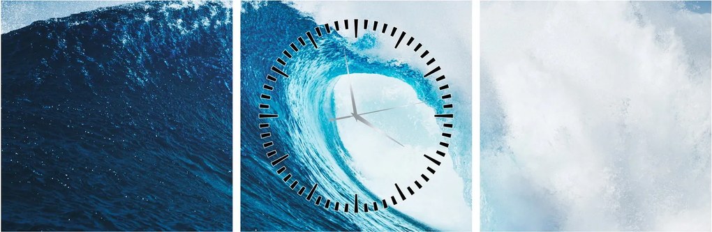 Obraz - Fala oceaniczna (z zegarem) (90x30 cm)