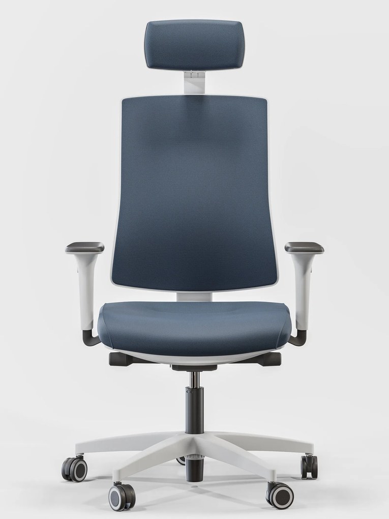 Obrotowe krzesło do biura Skill Soft White, zgodne z normą BHP