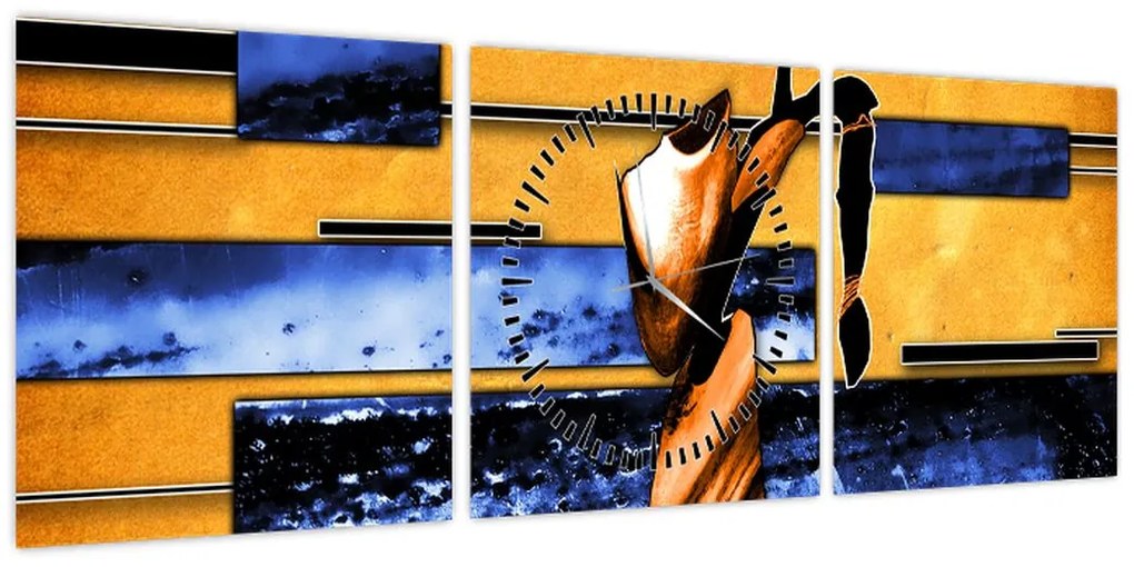 Obraz obrazu abstrakcyjnego (z zegarem) (90x30 cm)