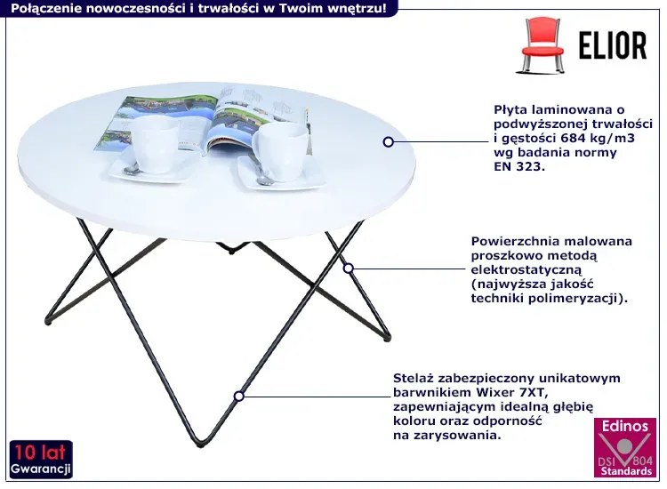 Okrągły stolik kawowy z białym blatem - Murilo 4X