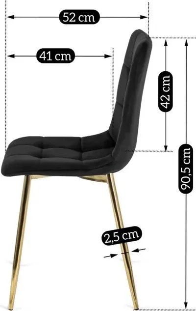 Zestaw Stół Rozkładany IBIZA 160-240 cm Czarny Marmur/Złoty i 4 Krzesła Tapicerowane YORK Czarne Glamour