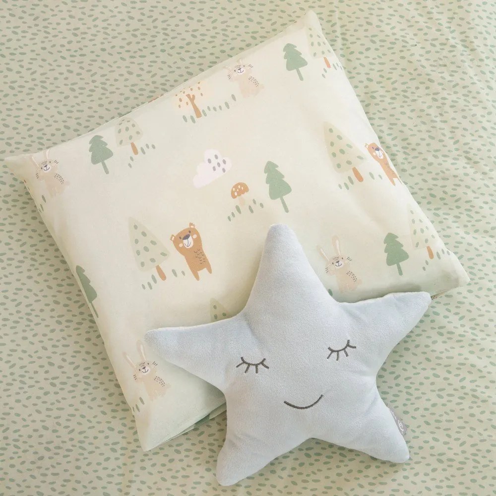 Jasnozielona bawełniana pościel dziecięca do łóżeczka 80x80 cm Woodland Buddies – Roba