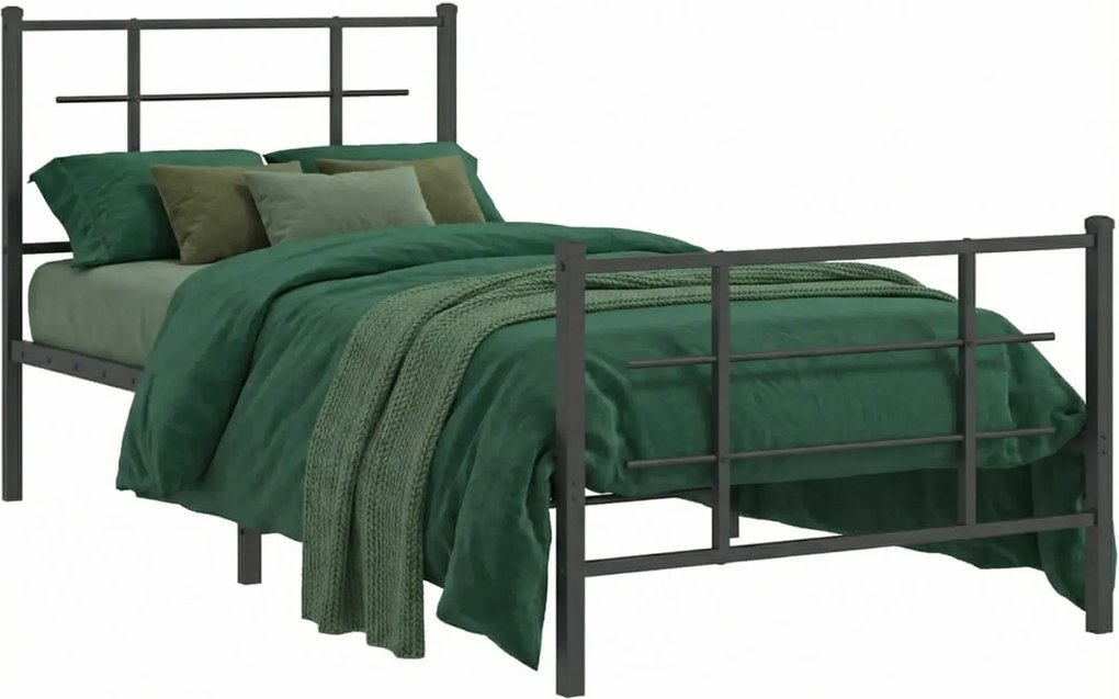 Czarne metalowe łóżko małżeńskie 100x200cm P6-L85