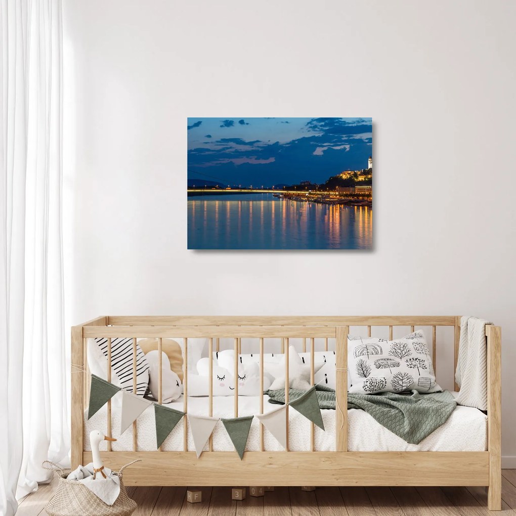 Obraz na szkle - Bratysława z zamkiem (70x50 cm)