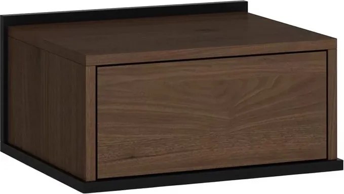 Szafka nocna wisząca Zenar z szufladą 50 cm - orzech elegant / czarny