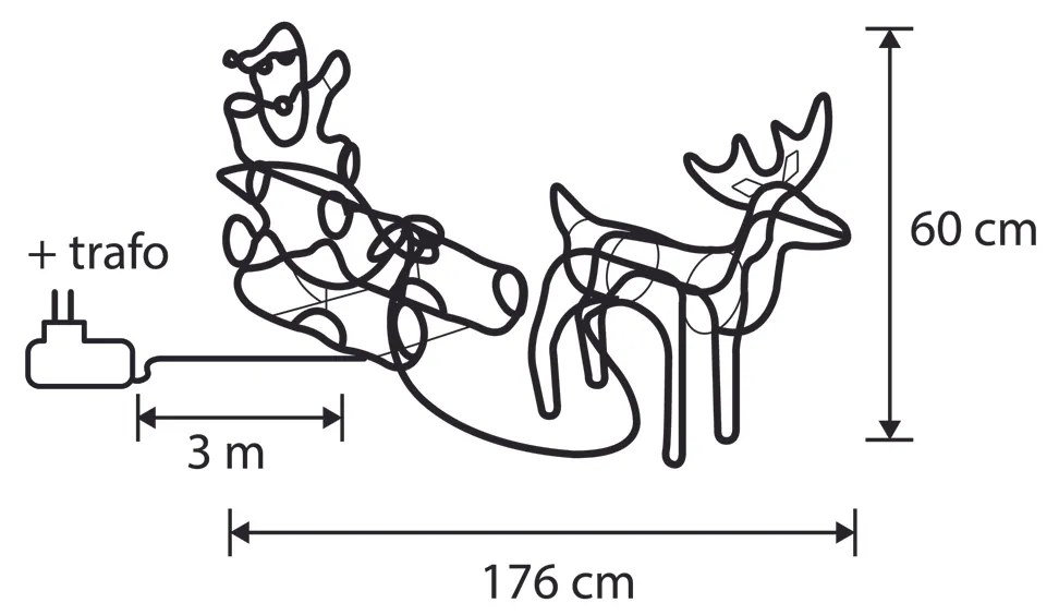 Zewnetrzna Świąteczna lampa podłogowa Renifer z saniami 176 cm z LED i timerem IP44 - Sori Oswietlenie zewnetrzne