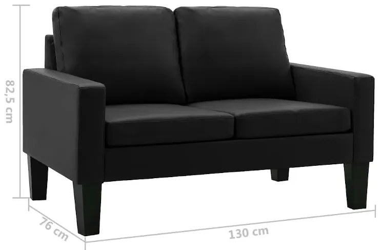 Nowoczesna czarna sofa dwuosobowa - Clorins 2X