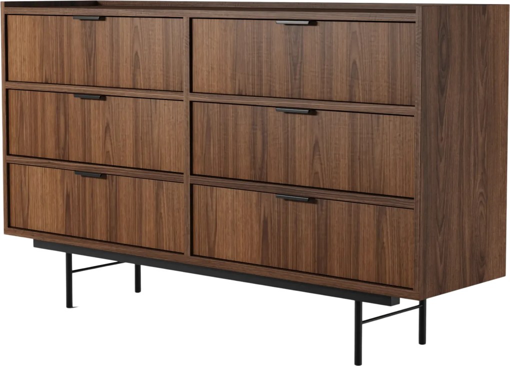 Komoda z 6 szufladami na nóżkach orzech warmia T9-G69