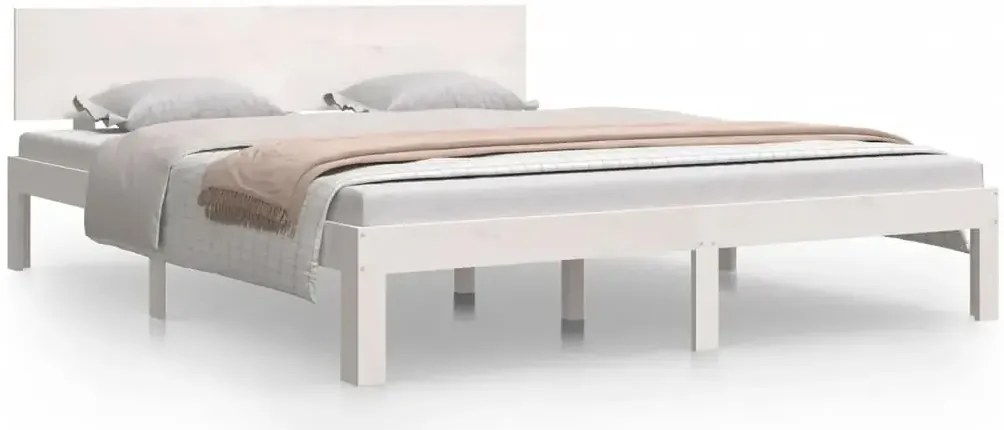 Białe podwójne łóżko drewniane 160x200 N8-D87