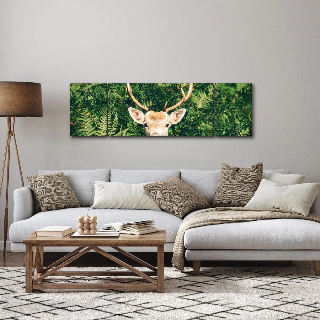 Obraz - szczegół głowy jelenia (170x50 cm)