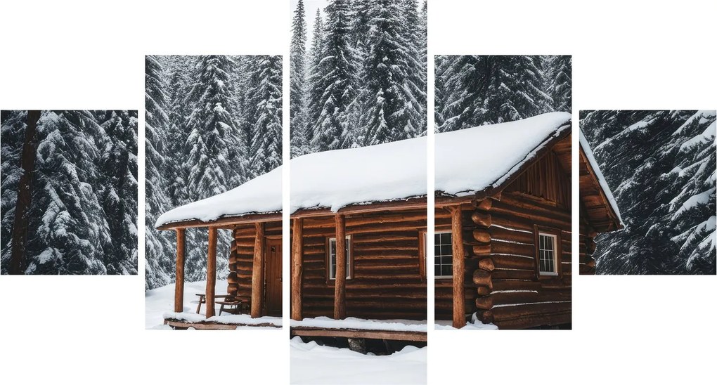 Obraz - Pokryta śniegiem chata (125x70 cm)