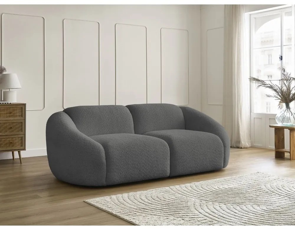 Szara sofa z materiału bouclé 230 cm Tina – Bobochic Paris