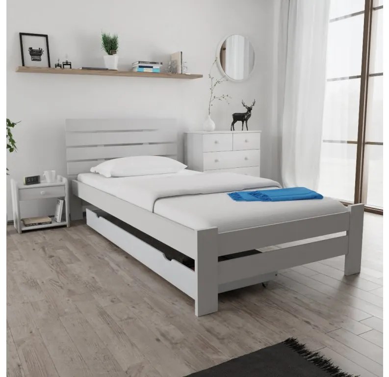 Łóżko PARIS podwyższone 80 x 200 cm, białe Materac: Materac Sommera 18 cm