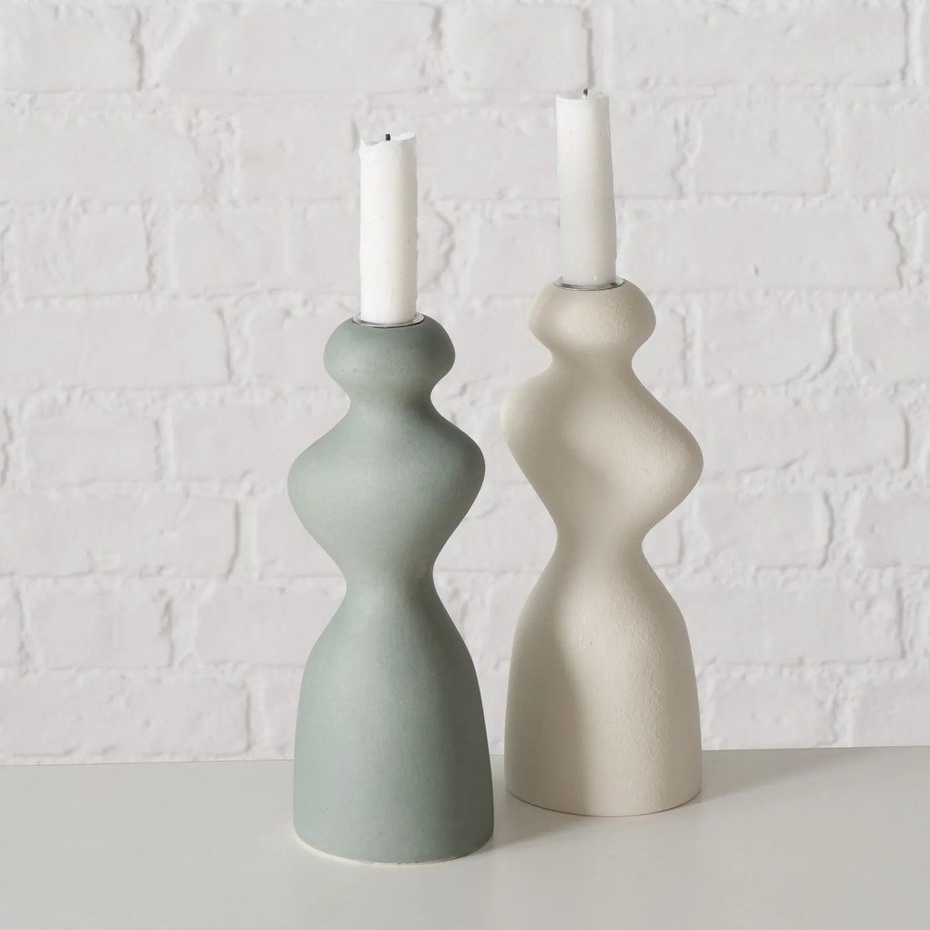 Świecznik ceramiczny o nieregularnym kształcie MORANA, 22 cm
