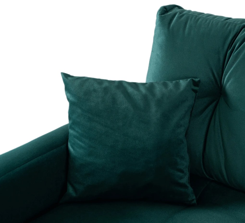 Sofa z Funkcją Spania SEUL Rozkładana Dwuosobowa Welurowa Zielona Nowoczesna do Salonu