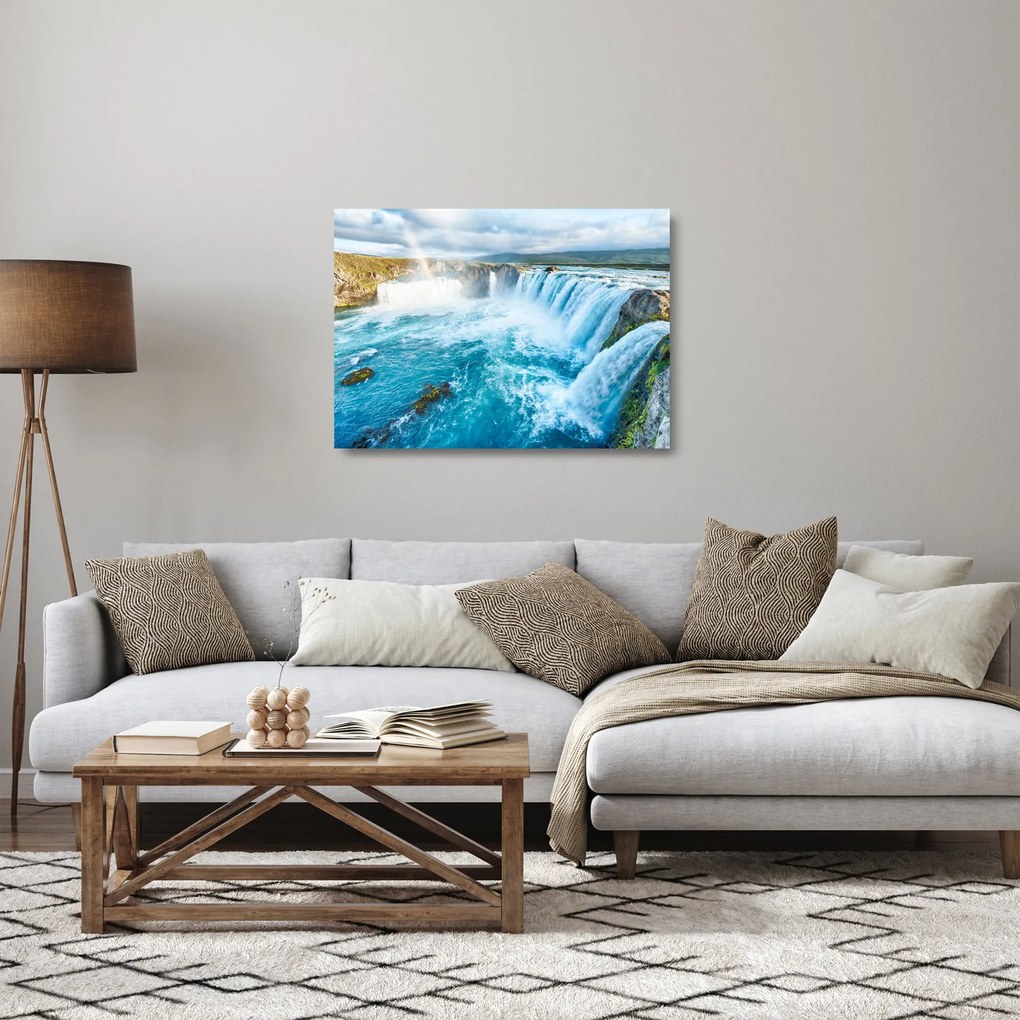 Obraz na szkle - Wodospad Godafoss (70x50 cm)