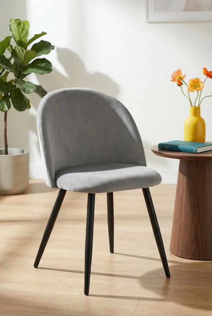 Jasnoszare krzesło metalowe pokojowe tapicerowane B4-S09