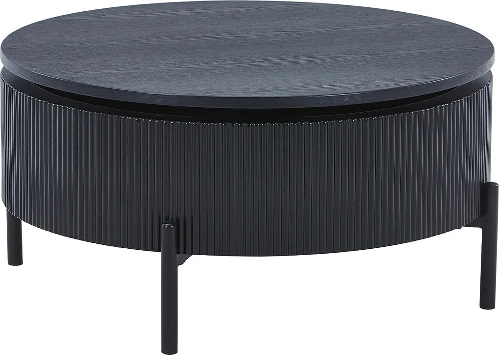 Stolik kawowy z obrotowym blatem z forniru jesionowego - Czarny - NORVANE