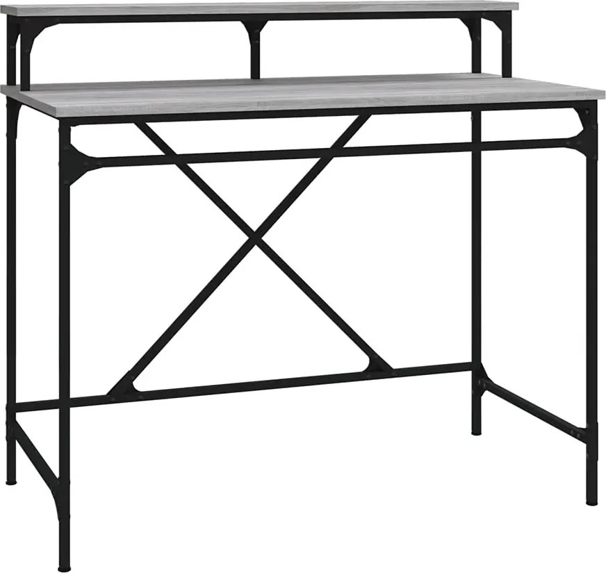 Biurko z metalowym stelażem industrialne 100 cm szary dąb D0-N11