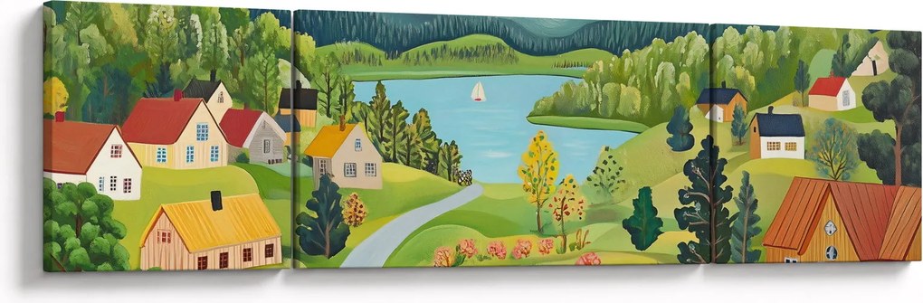 Obraz - Wioska w górach (170x50 cm)
