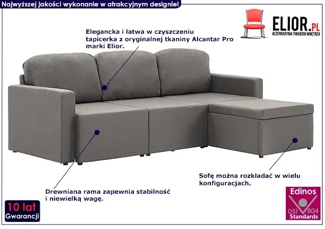 Rozkładana sofa modułowa taupe tkanina - Odi 4Q