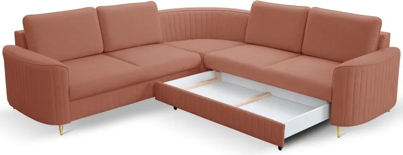 Narożnik LAREN nowoczesna sofa z funkcją spania pojemnik na pościel prawa strona CASTEL 55 251x251x85 cm